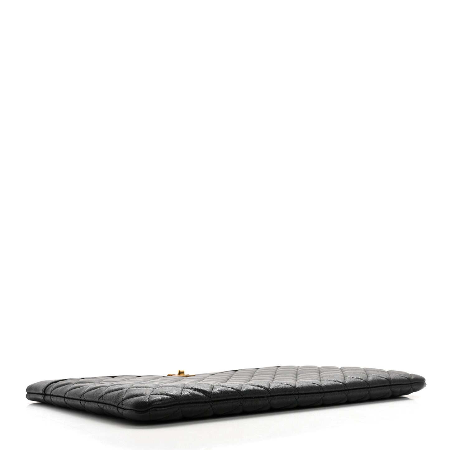 Lambskin Quilted Large Vintage Mademoiselle Cosmetic Case Black