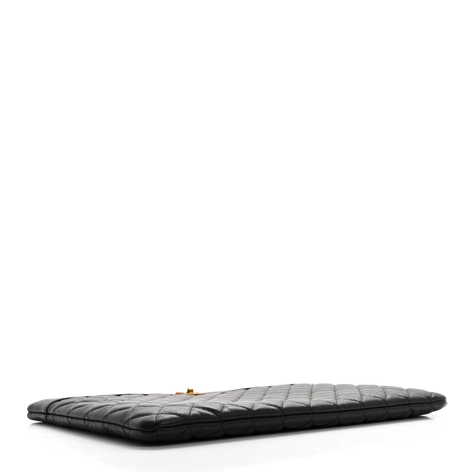 Chanel Lambskin Quilted Large Vintage Mademoiselle Cosmetic Case Black 4 of 9