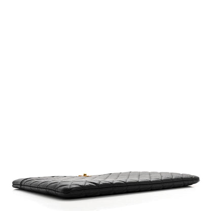 Chanel Lambskin Quilted Large Vintage Mademoiselle Cosmetic Case Black 4 of 9