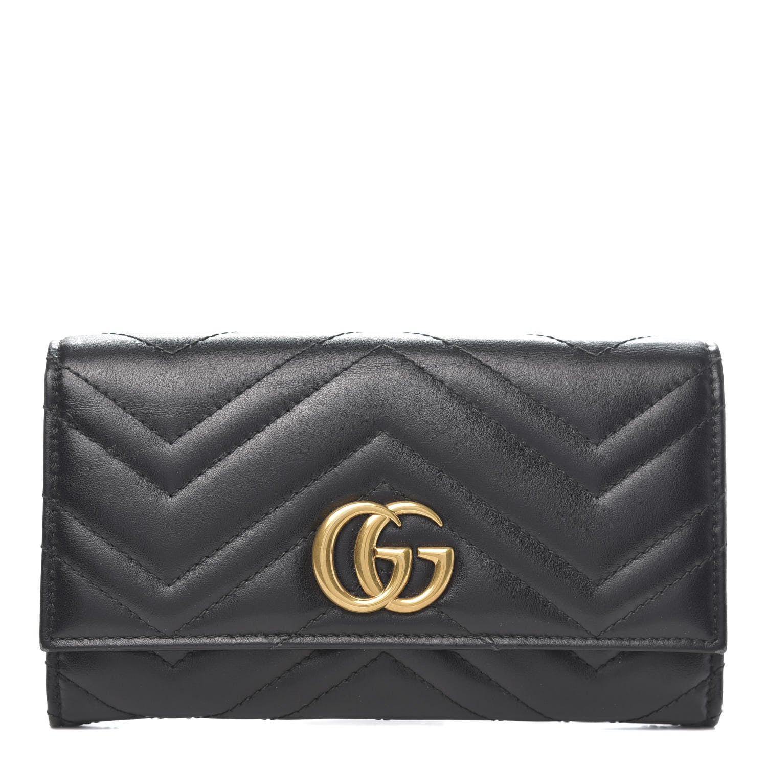 Gucci Calfskin Matelasse GG Marmont Continental Wallet Black 1 of 9