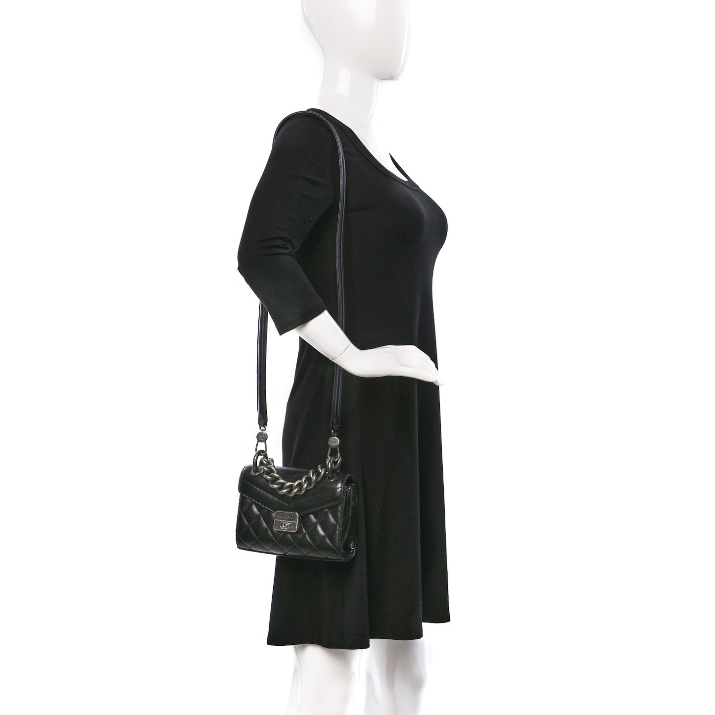 Aged Calfskin Quilted Mad About Quilting Mini Flap Black