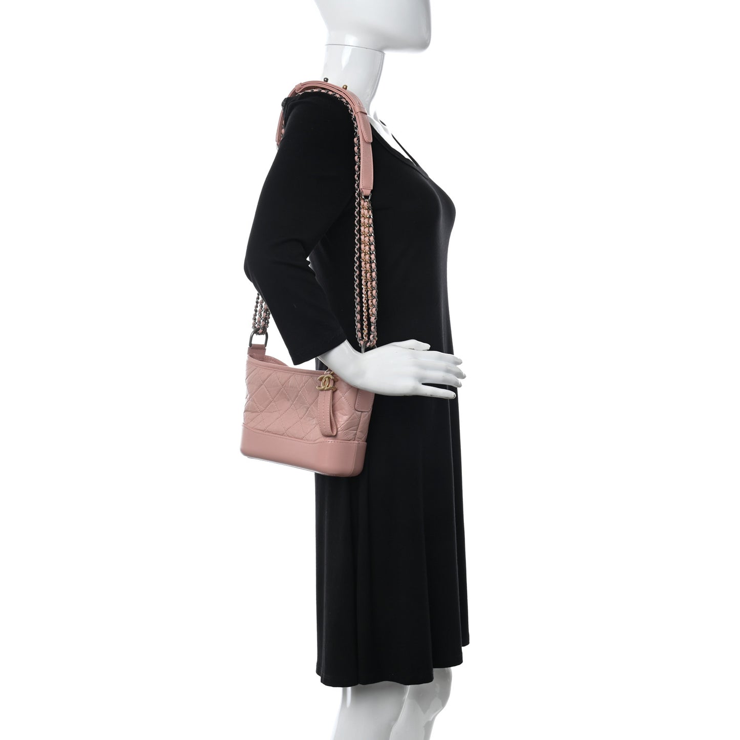 Aged Calfskin Quilted Small Gabrielle Hobo Light Pink