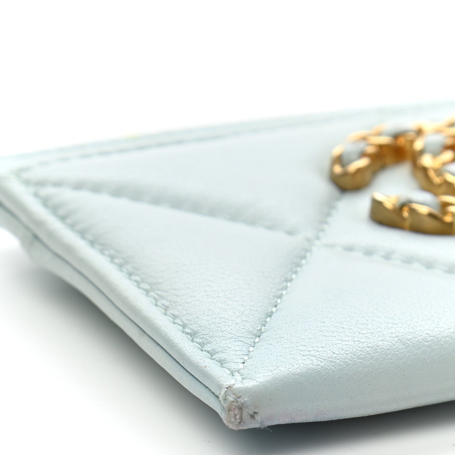Chanel Lambskin Quilted Chanel 19 Card Holder Light Blue 5 of 13
