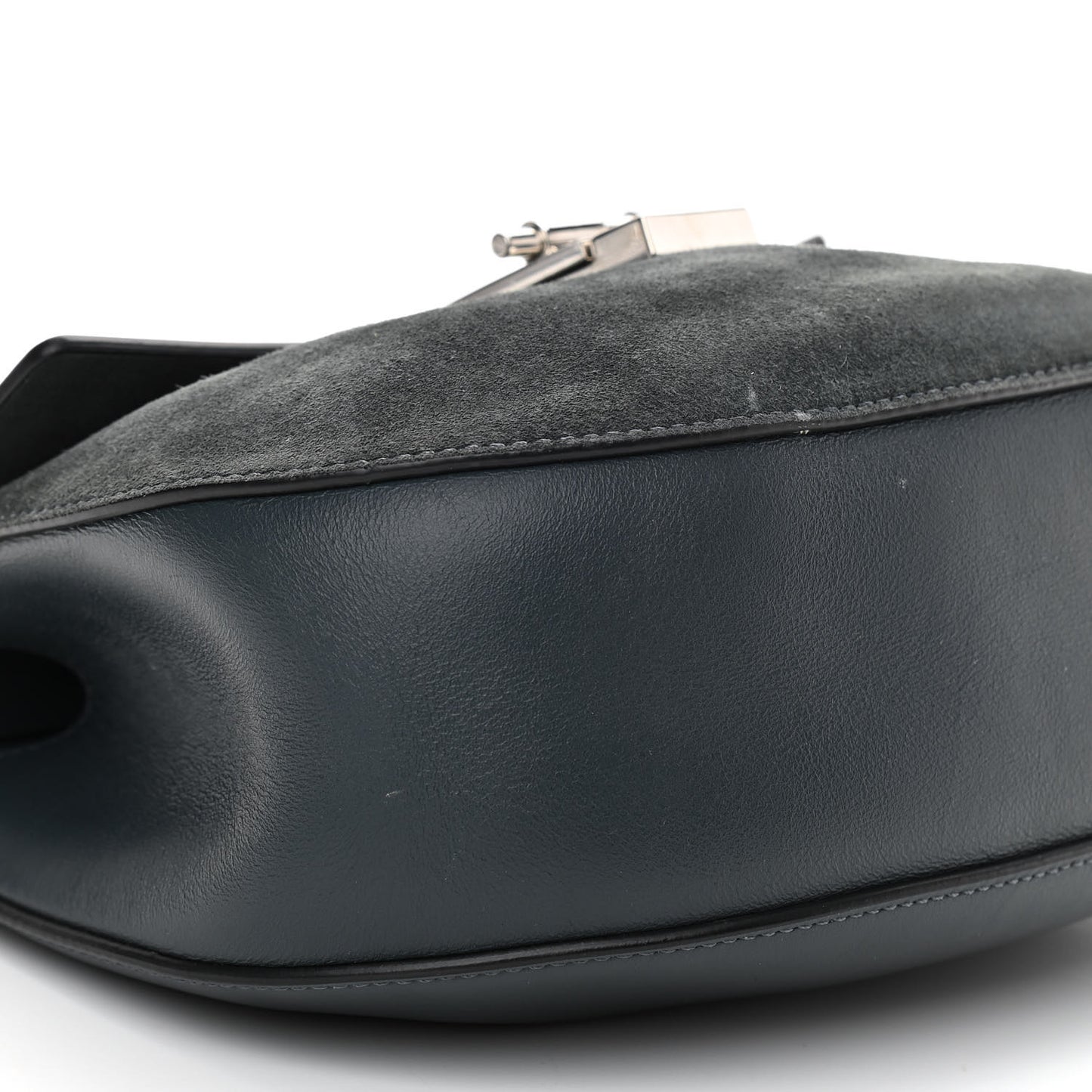 Suede Smooth Calfskin Mini Drew Shoulder Bag Silver Blue