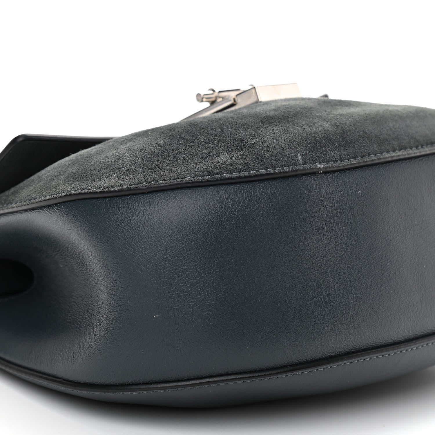 Chloe Suede Smooth Calfskin Mini Drew Shoulder Bag Silver Blue 9 of 12