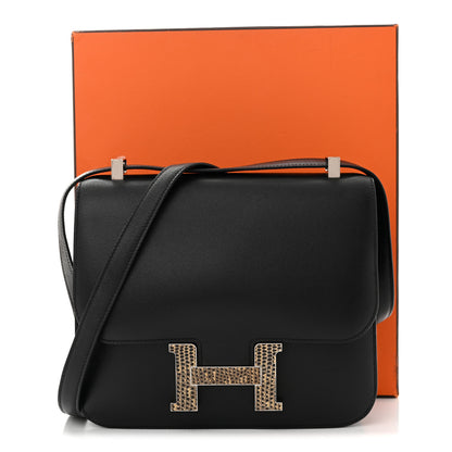 Hermes Madame Calfskin Lizard Constance 24 Black Ombre 11 of 11