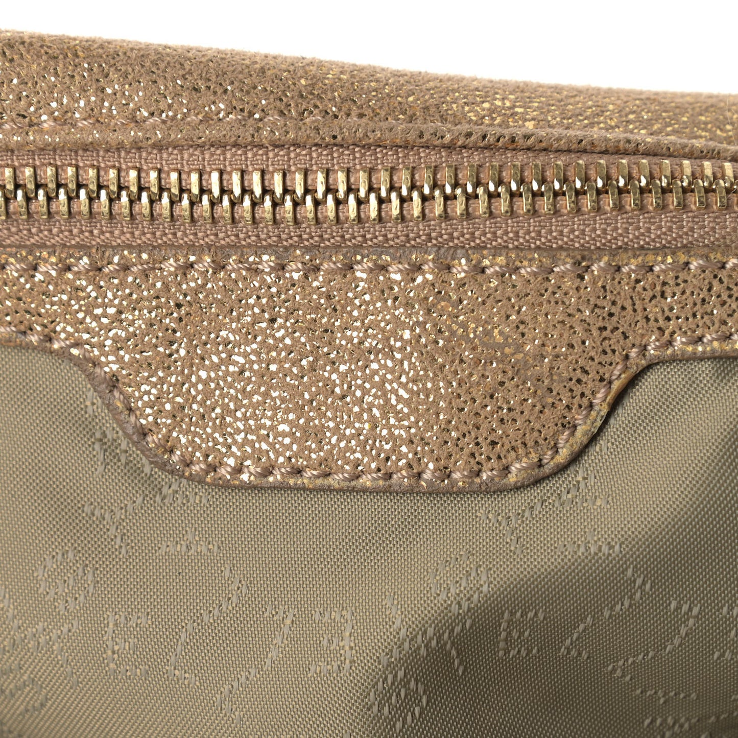 Metallic Shaggy Deer Falabella Fold Over Tote Gold
