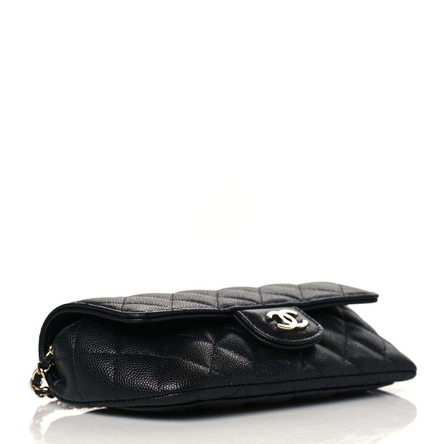 Caviar Quilted Glasses Case With Chain Black