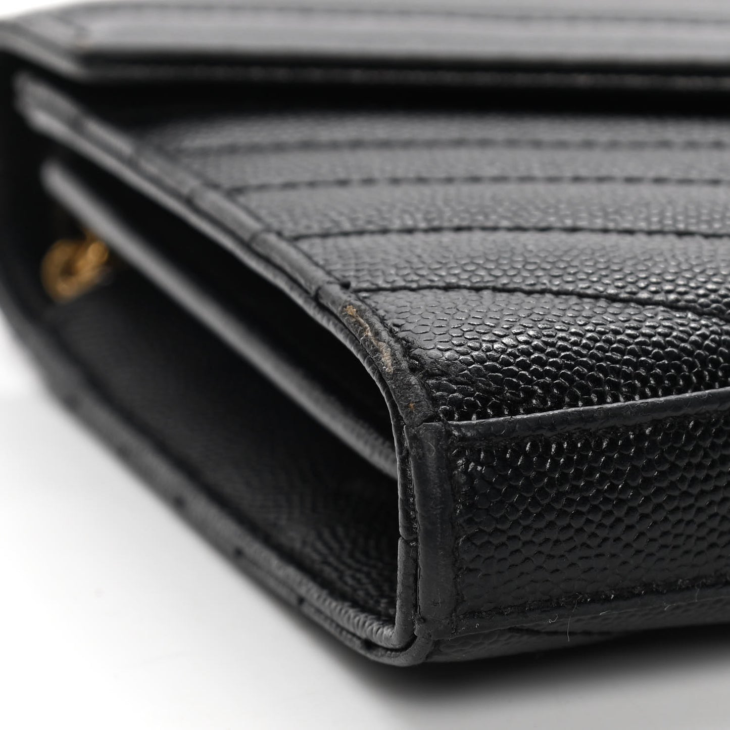 Grain De Poudre Matelasse Chevron Monogram Chain Wallet Black