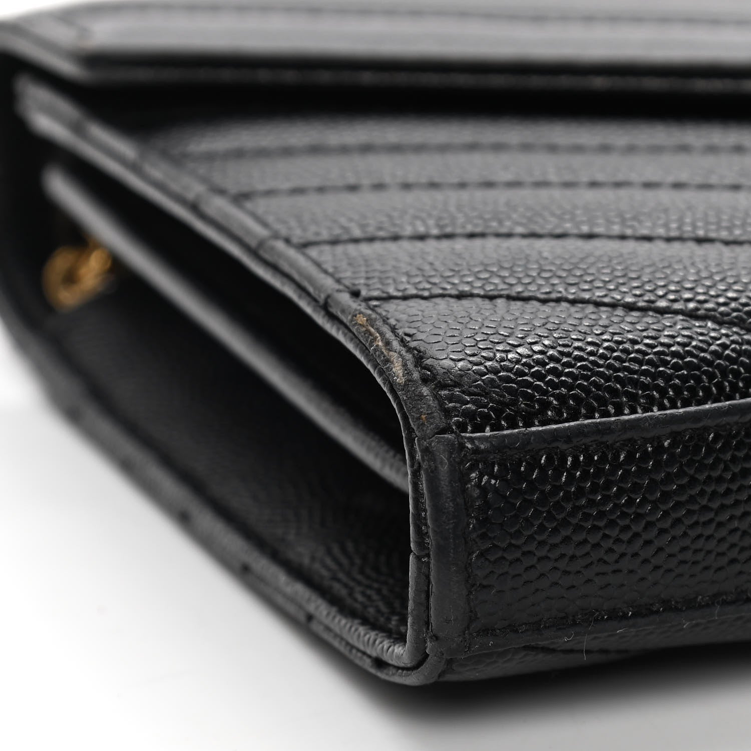 Saint Laurent Grain De Poudre Matelasse Chevron Monogram Chain Wallet Black 5 of 11