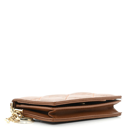 Christian Dior Calfskin Cannage Small Lady Dior Flap Card Holder Golden Saddle 4 of 9