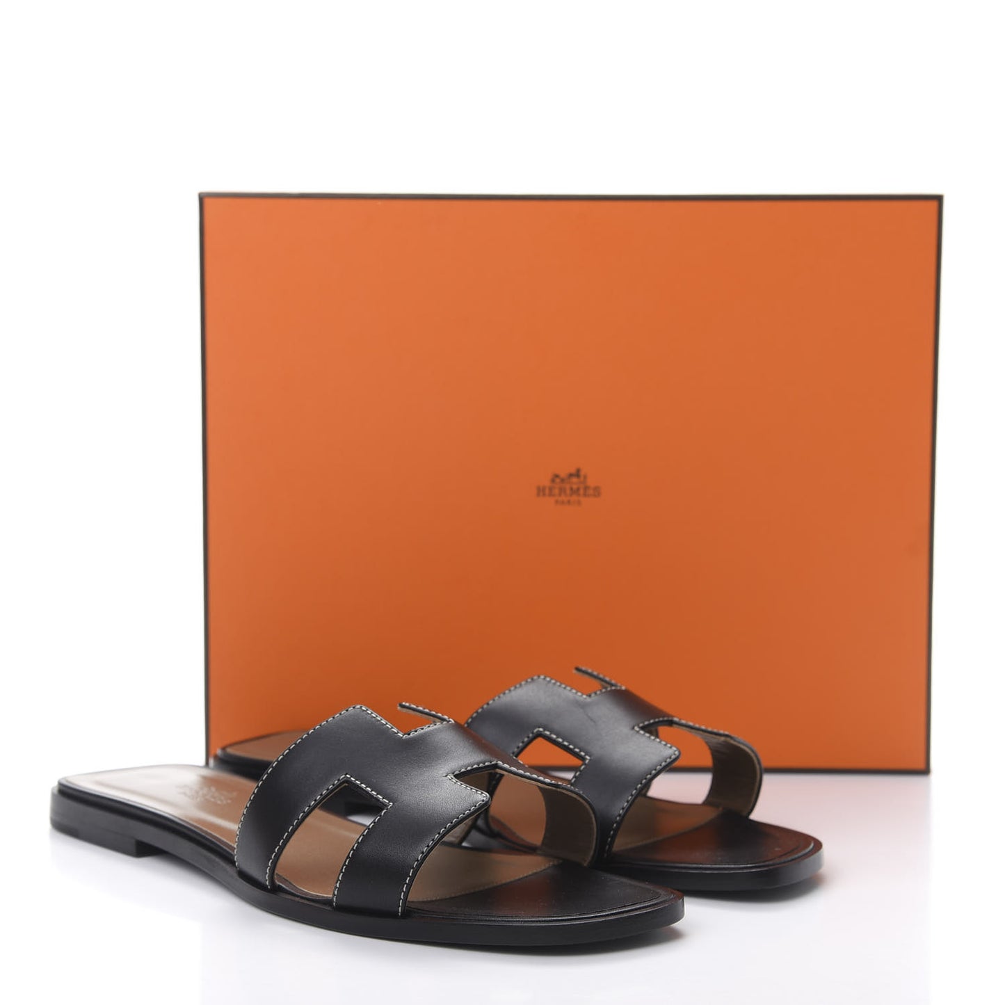 Box Calfskin Oran Sandals 40 Black