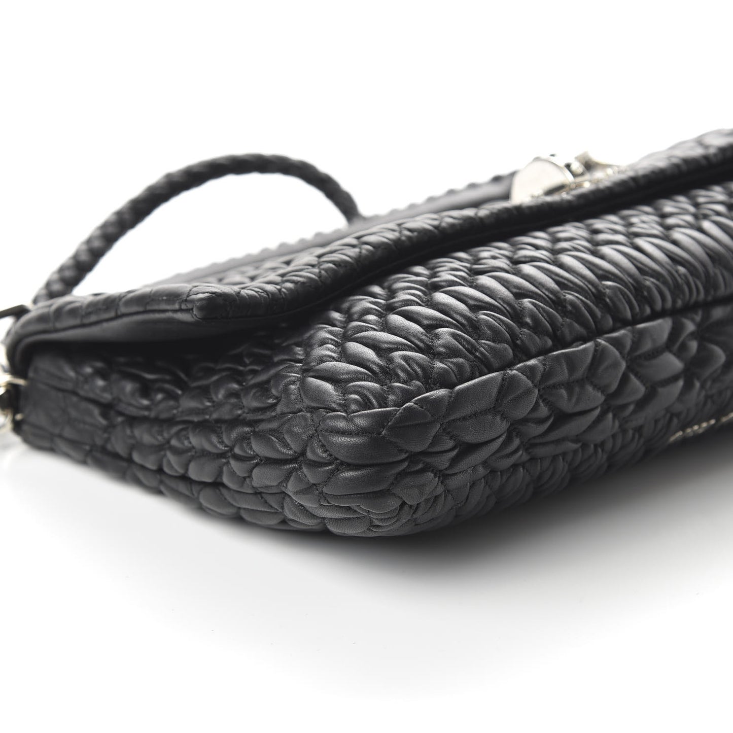 Nappa Matelasse Crystal Flap Clutch Black