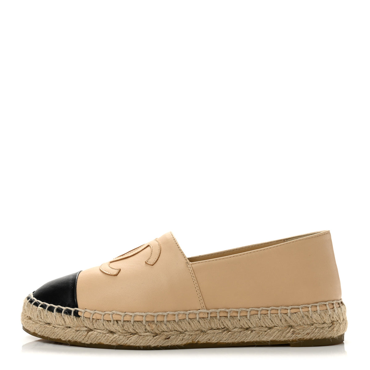 Lambskin CC Espadrilles 36 Beige Black