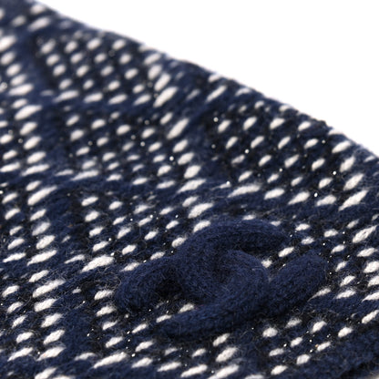 Chanel Cashmere CC Beanie Hat Navy Black White 3 of 4