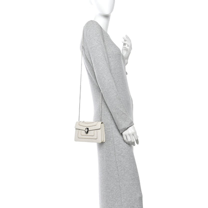 Bulgari Calfskin Woven Chain Serpenti Forever Crossbody Bag White 2 of 9