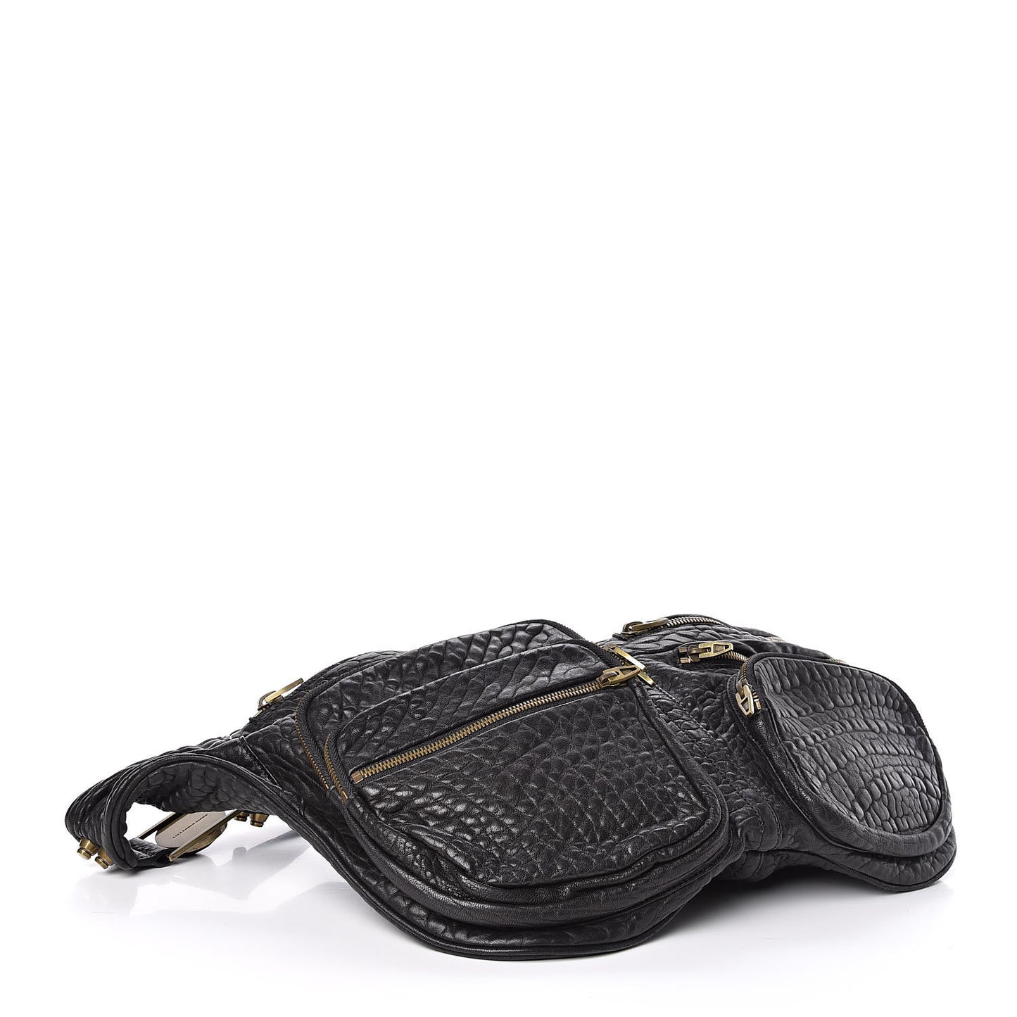 Pebbled Lambskin Max Fanny Pack Belt Bag Black