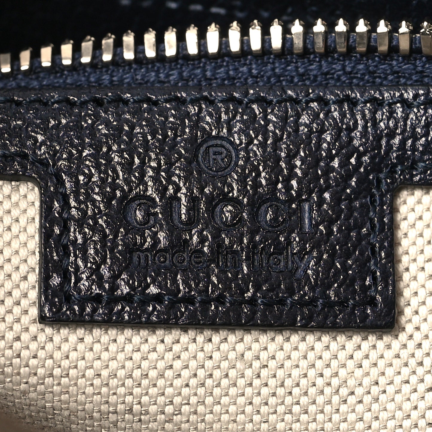 GG Supreme Monogram Textured Dollar Calfskin Web Small Ophidia Half Moon Hobo Beige Blue