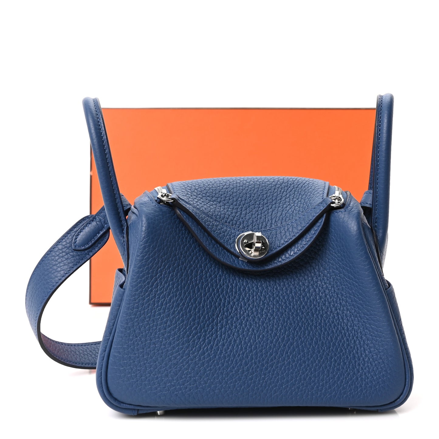Taurillon Clemence Mini Lindy 20 Bleu Tie