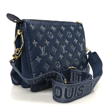 Louis Vuitton Lambskin Embossed Monogram Coussin PM Denim Blue 3 of 12