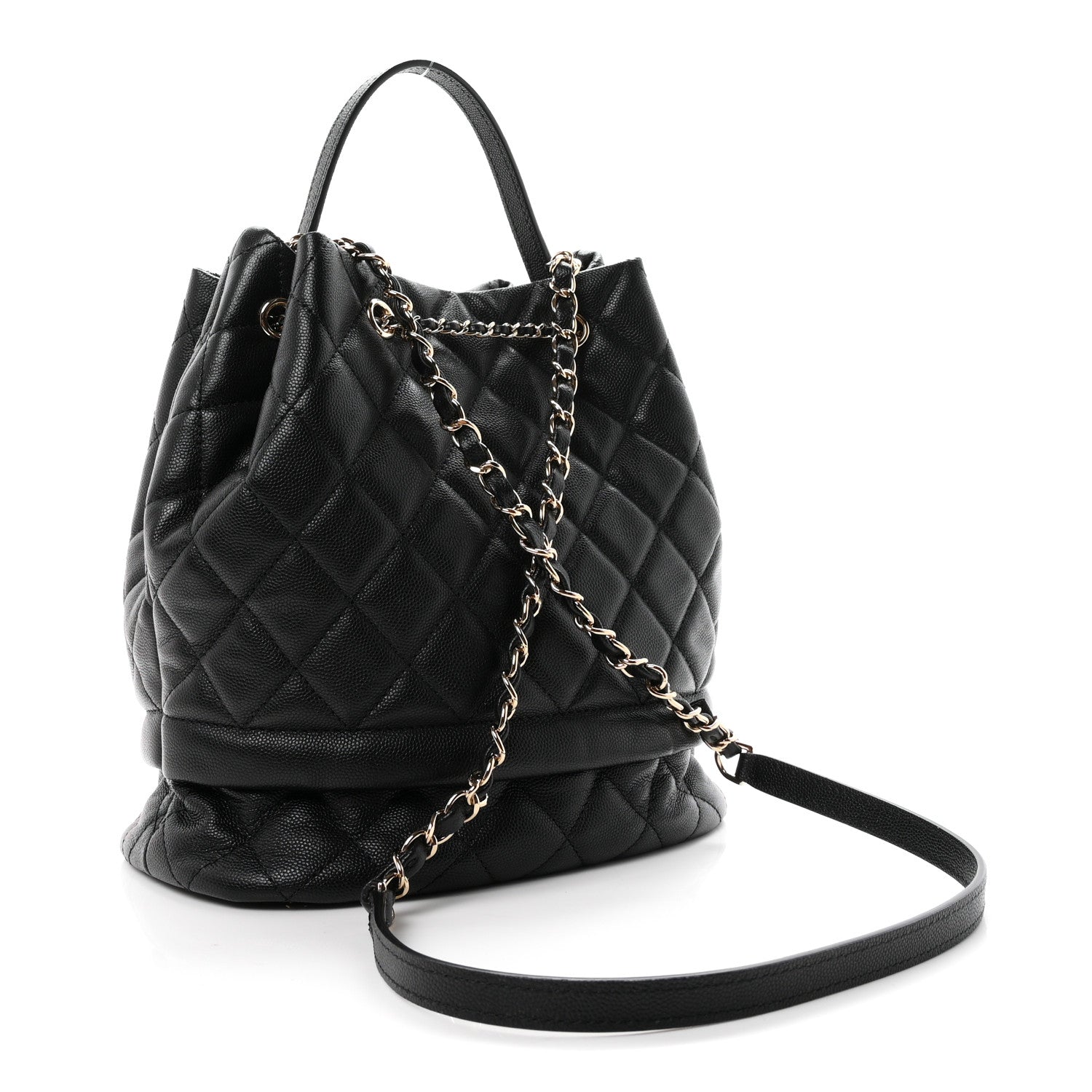 Chanel Caviar Quilted Large Rolled Up Bucket Drawstring Bag Black 3 of 10