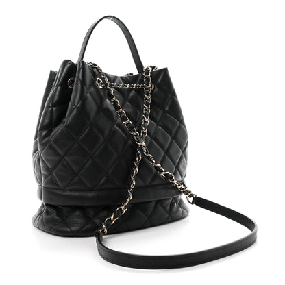 Chanel Caviar Quilted Large Rolled Up Bucket Drawstring Bag Black 3 of 10