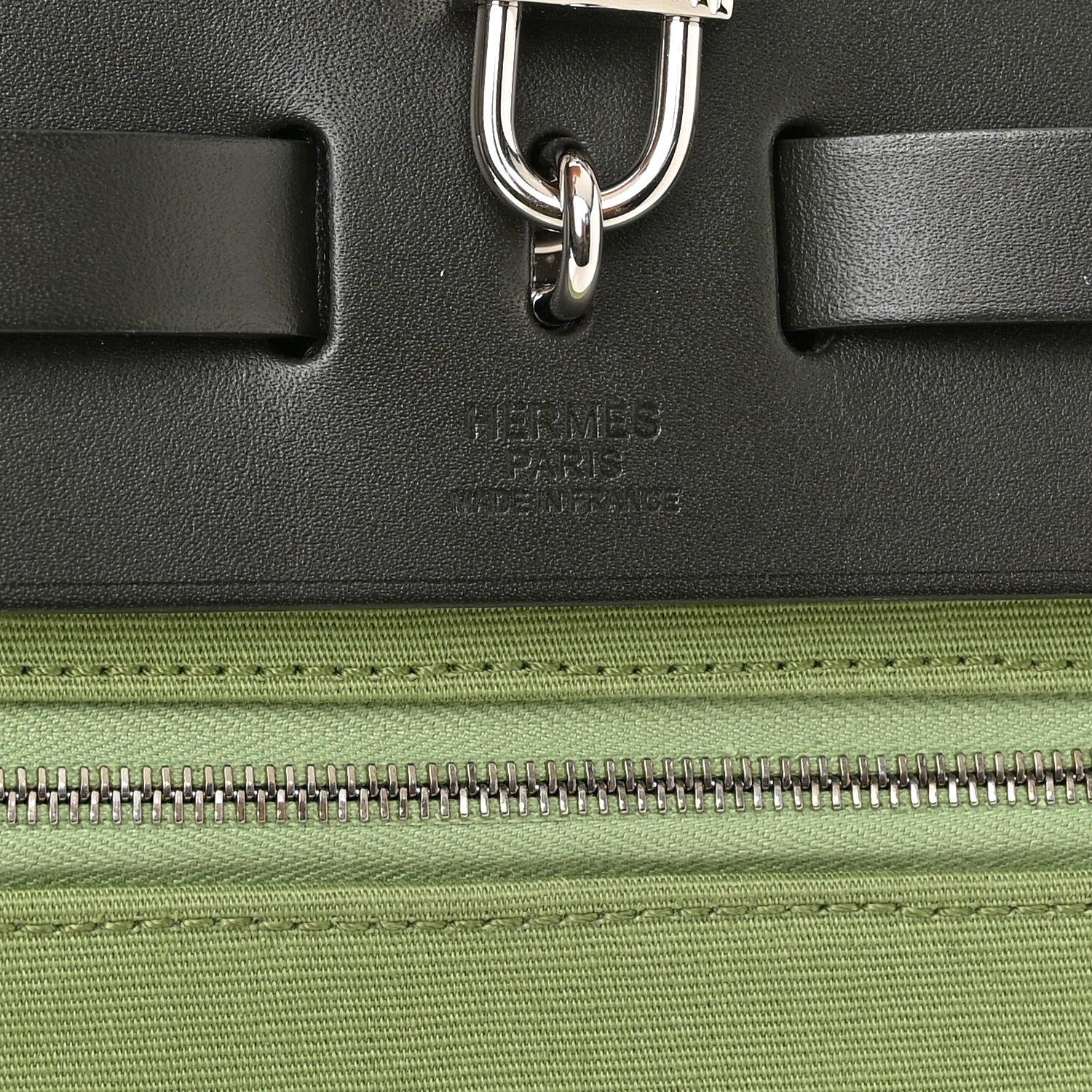 Hermes Military Toile Vache Hunter Herbag Zip Retourne 31 PM Vert Criquet Black 7 of 14