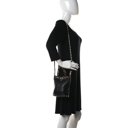 Valentino Garavani Pebbled Calfskin Rockstud Bucket Bag Black 2 of 9