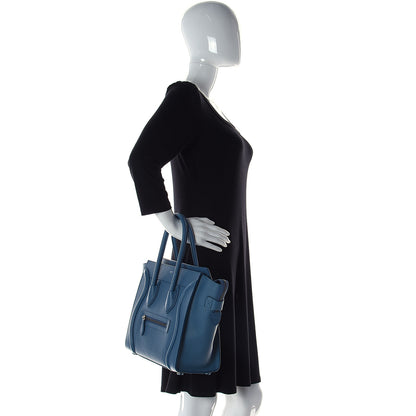 Celine Drummed Calfskin Micro Luggage Celadon 2 of 15