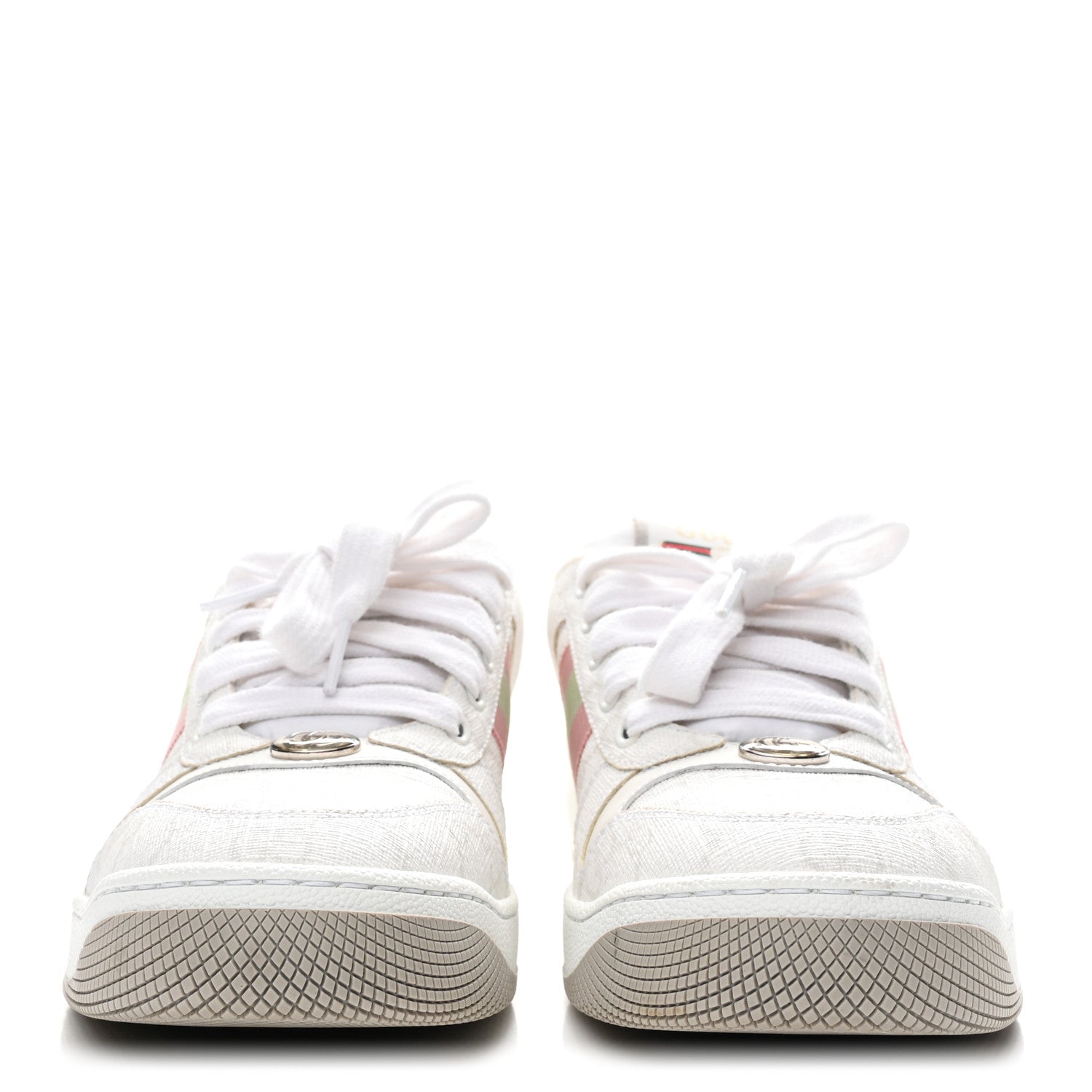 Gucci GG Monogram Web Screener Sneakers 38 White Grey Pink 3 of 9