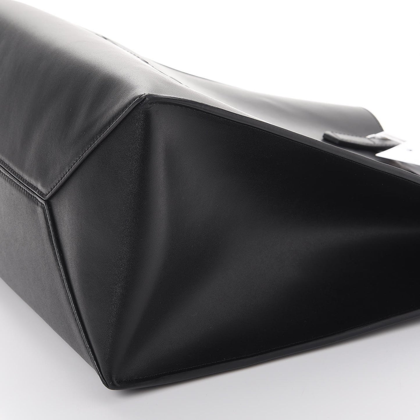 Calfskin Logo Debossed Medium Shopper Tote Black