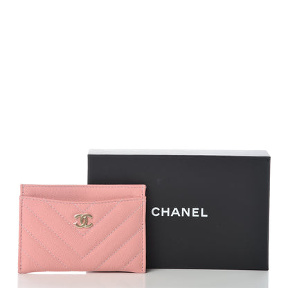 Chanel Caviar Chevron Quilted Card Holder Pink 9 of 9