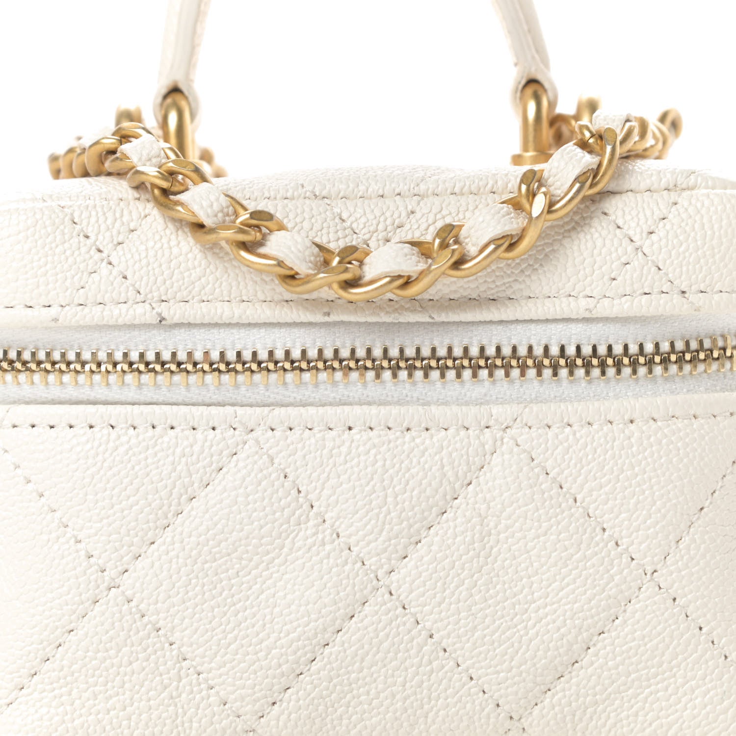 Chanel Caviar Quilted Mini Top Handle Vanity With Chain White 8 of 11