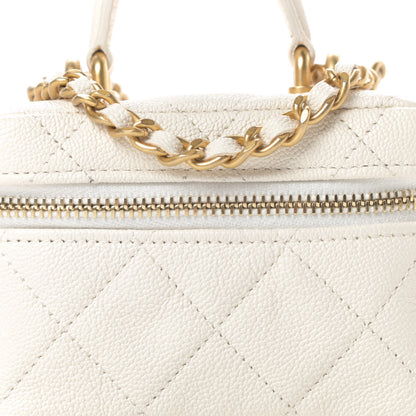 Chanel Caviar Quilted Mini Top Handle Vanity With Chain White 8 of 11