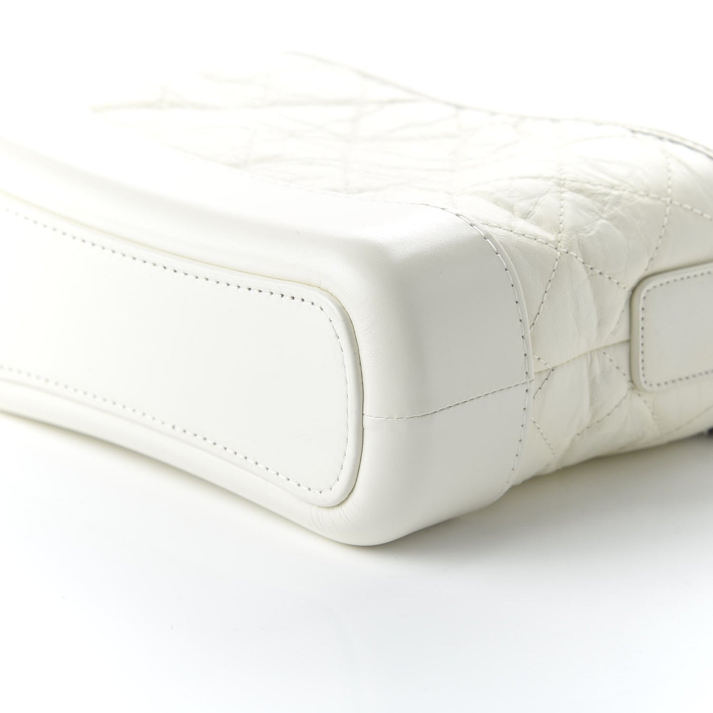 Aged Calfskin Quilted Small Gabrielle Hobo White