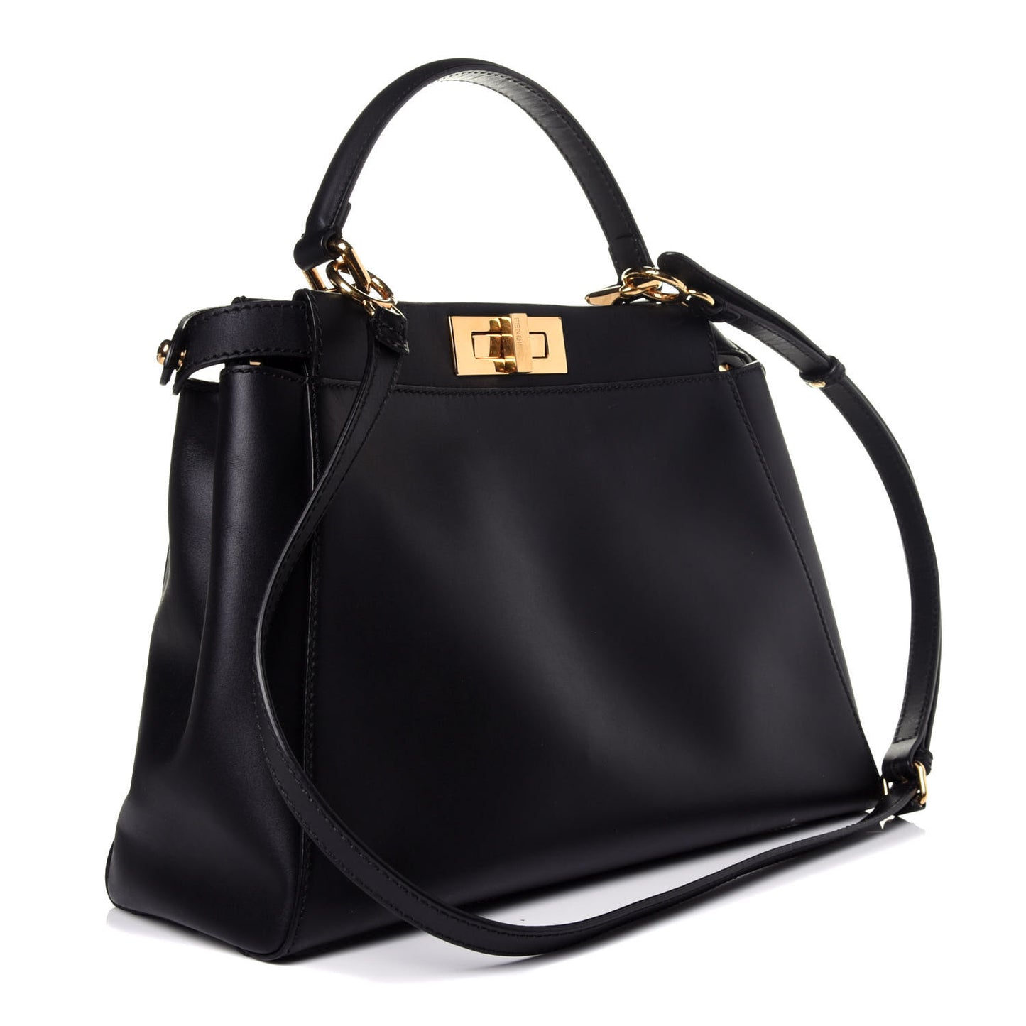 Vitello Morgan Shiny Nappa Medium Peekaboo Iconic Satchel Black