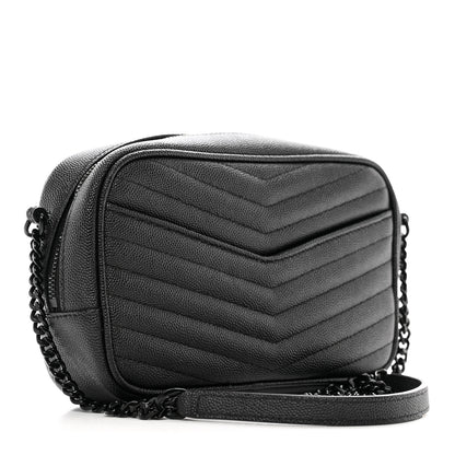 Saint Laurent Grain De Poudre Matelasse Monochrome Monogram Mini Lou Camera Bag Black 3 of 11