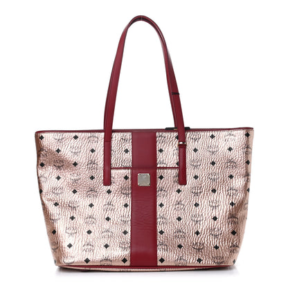 MCM Metallic Visetos Medium Anya Shopper Tote Champagne Gold 1 of 9