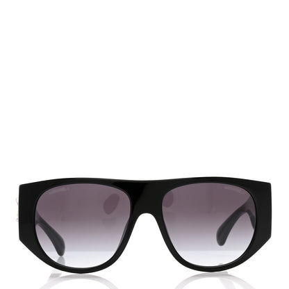 Chanel Acetate Quilted CC Pilot Sunglasses 71465A Black 2 of 8
