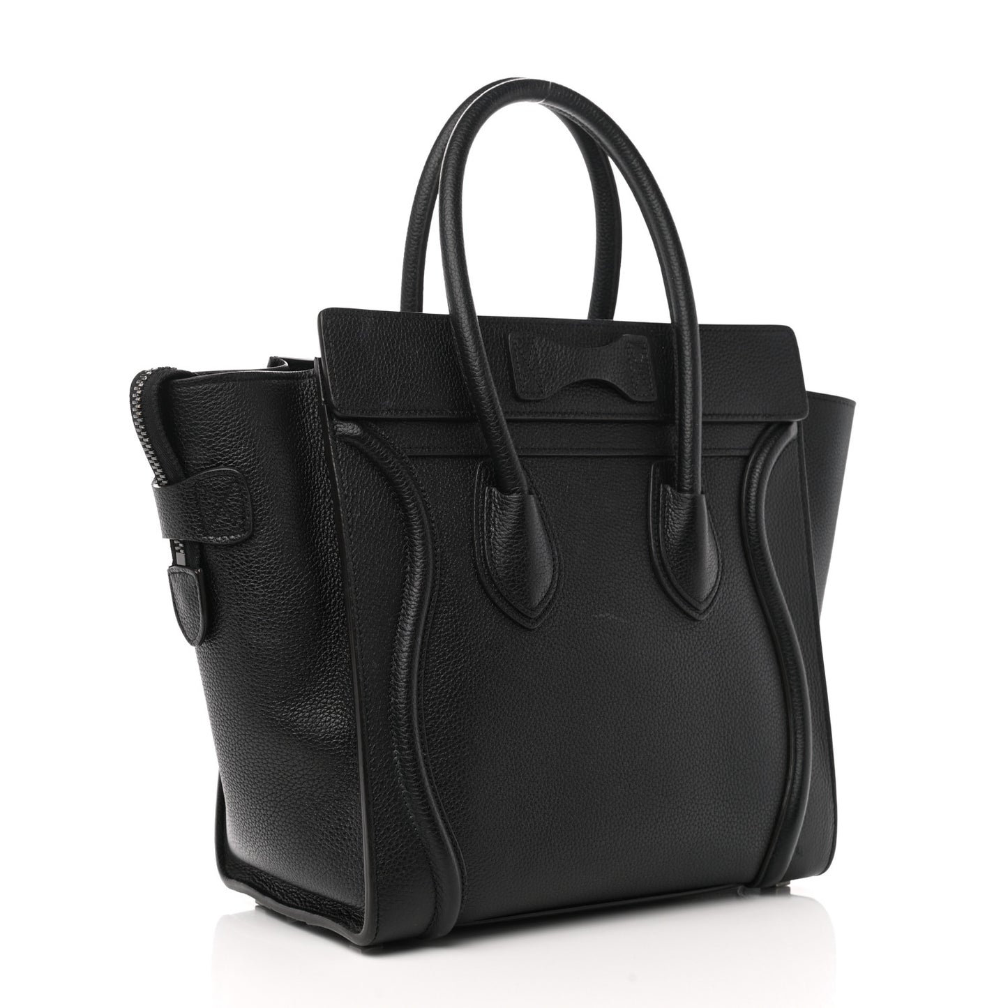 Drummed Calfskin Micro Luggage Black