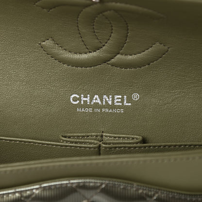 Chanel Striated Patent Quilted Medium Double Flap Green 6 of 11