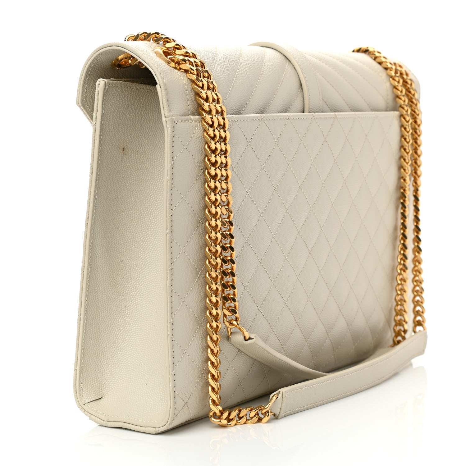 Saint Laurent Grain De Poudre Mixed Matelasse Large Triquilt Monogram Satchel Porcellana 1 of 10
