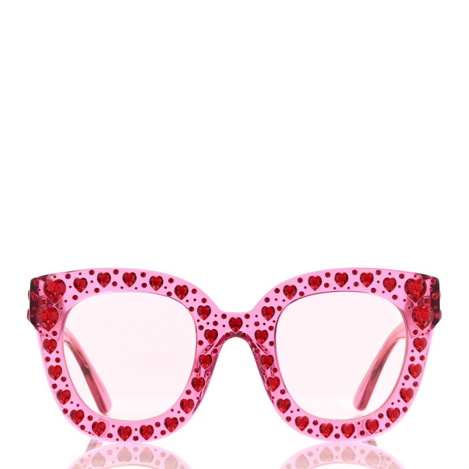 Gucci Acetate Crystal Heart GG0116S Sunglasses Fuchsia 2 of 8