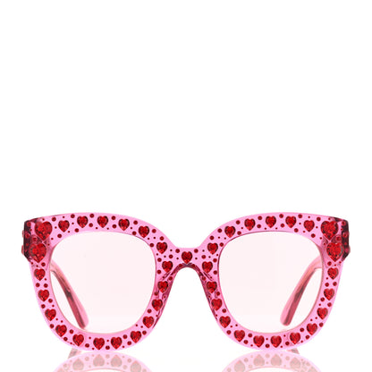 Gucci Acetate Crystal Heart GG0116S Sunglasses Fuchsia 2 of 8