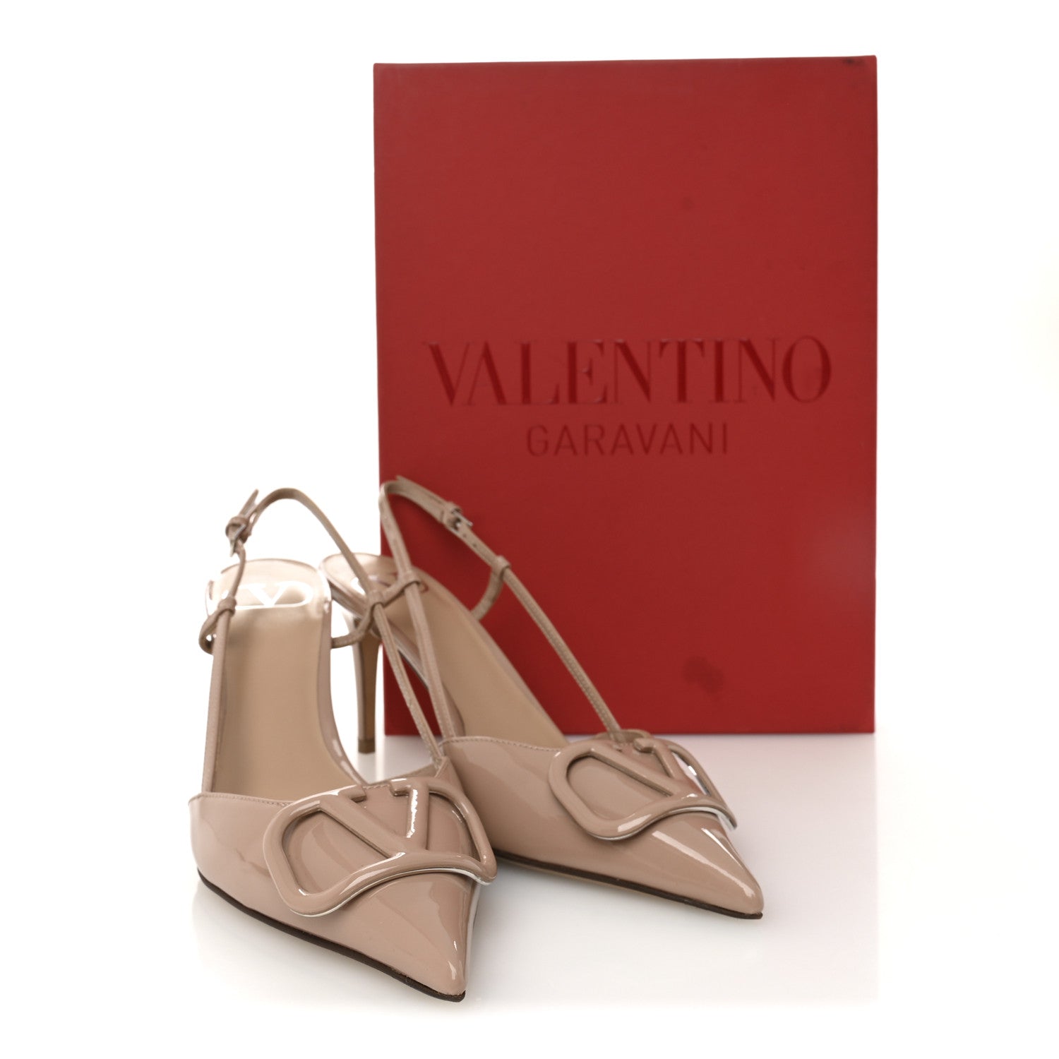 Valentino Garavani Patent Signature Vlogo Slingback 80mm Pumps 37.5 Rose Cannelle 10 of 10
