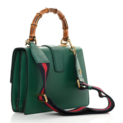 Gucci Moon Calfskin Web Medium Dionysus Bamboo Top Handle Bag Emerald Blue Hibiscus Red 3 of 19