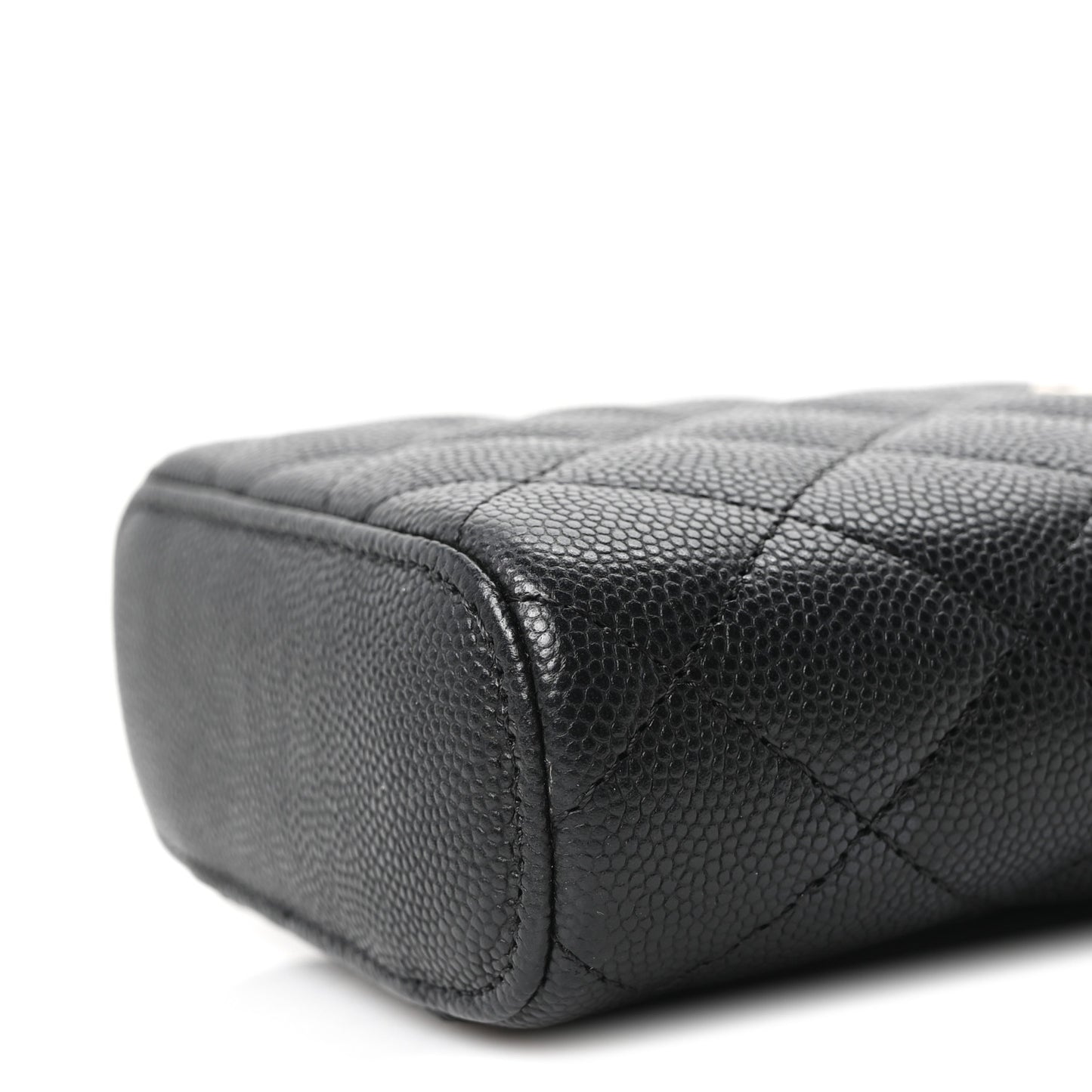 Caviar Quilted Small Vertical Coco Beauty Vanity Case With Chain Black