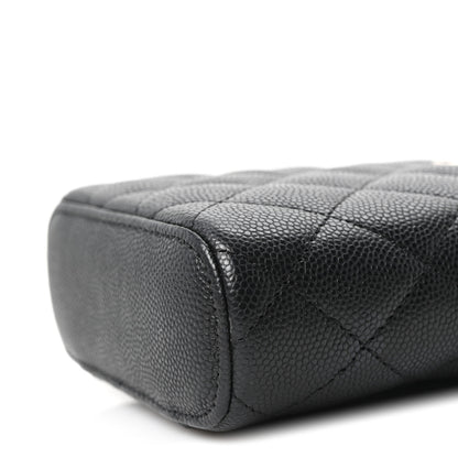 Chanel Caviar Quilted Small Vertical Coco Beauty Vanity Case With Chain Black 10 of 10