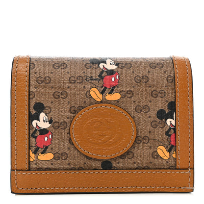 Gucci X DISNEY Mini Vintage GG Supreme Monogram Mickey Mouse Card Holder Wallet Beige Vintage Sun Oil 1 of 8