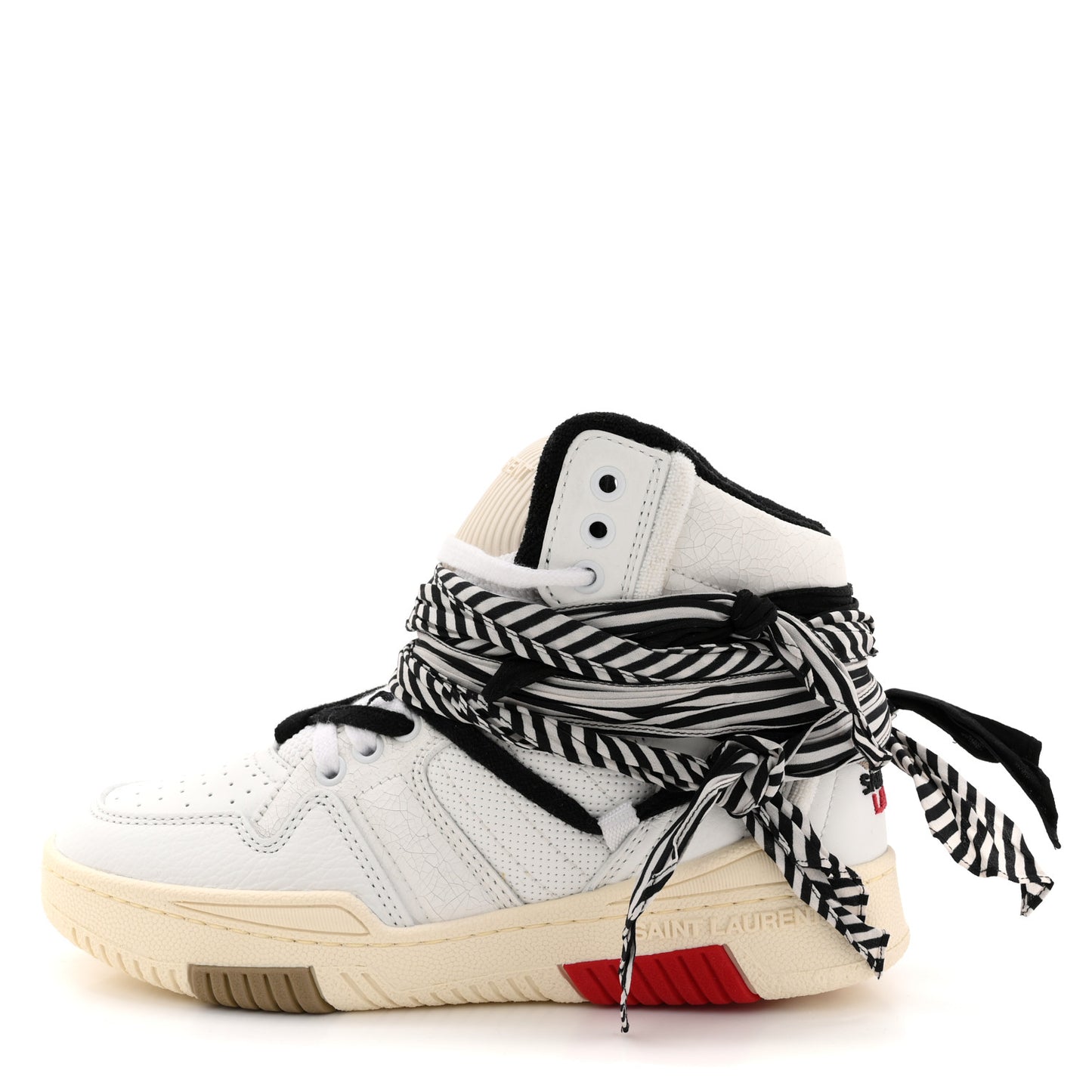 Calfskin Smith High Top Sneakers 36.5 White Black